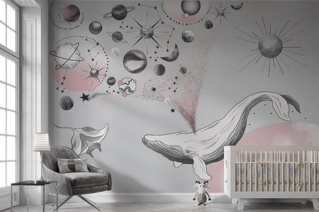 A whale with planets and stars
