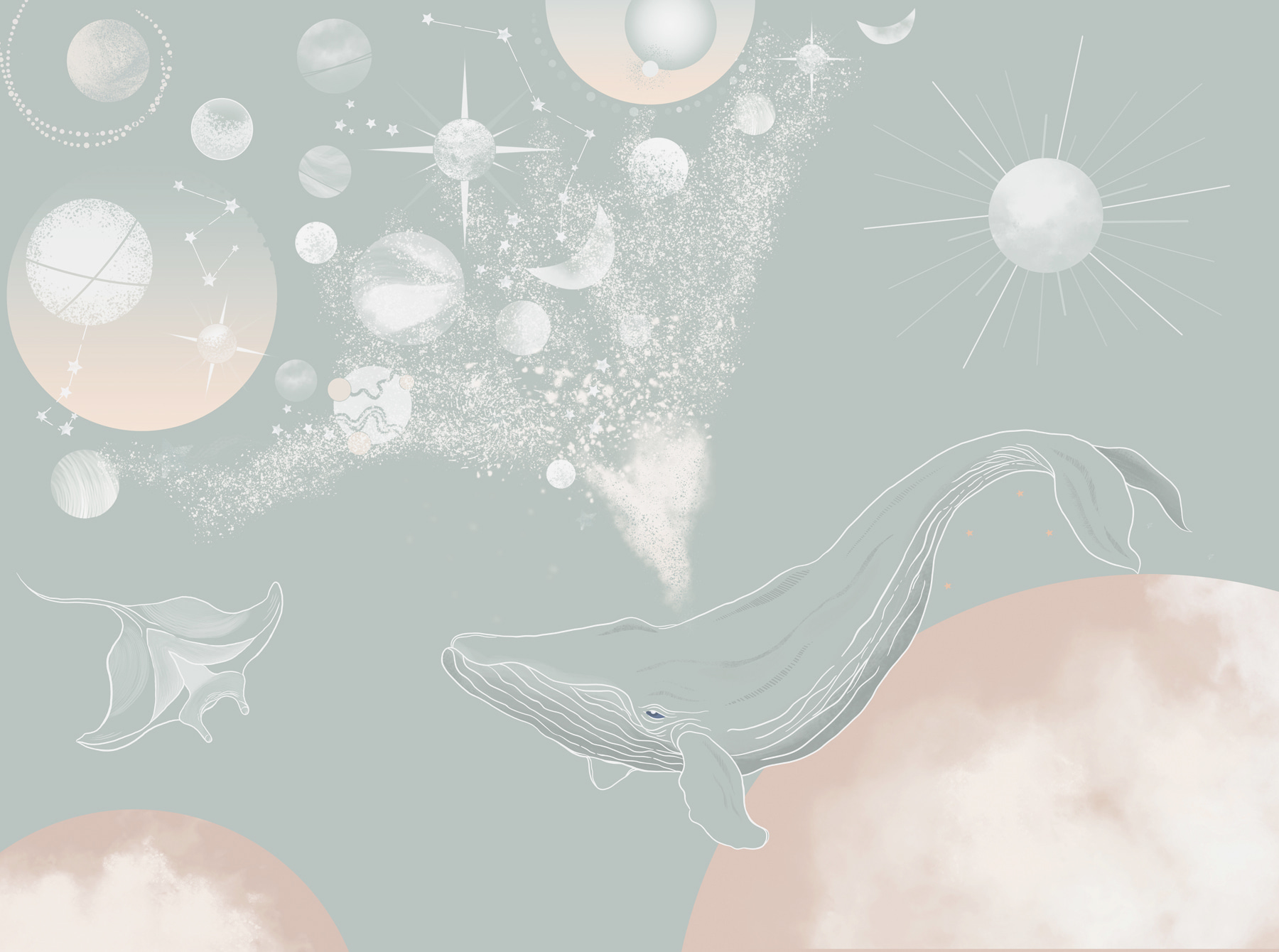 A whale with a cloud of smoke