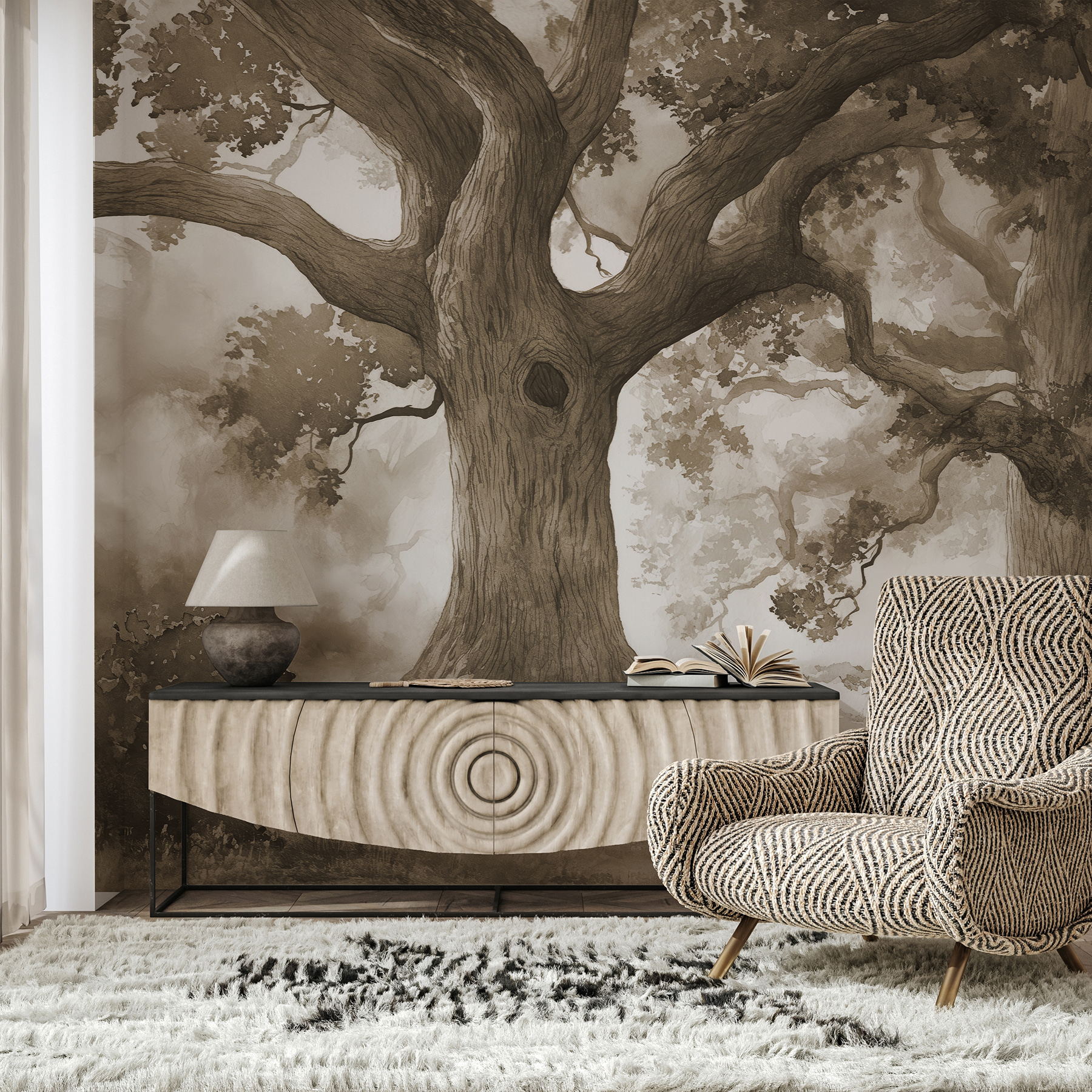 A group of trees with a hole in the trunk A group of trees with a hole in the trunk