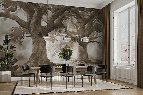 A group of trees with a hole in the trunk A group of trees with a hole in the trunk