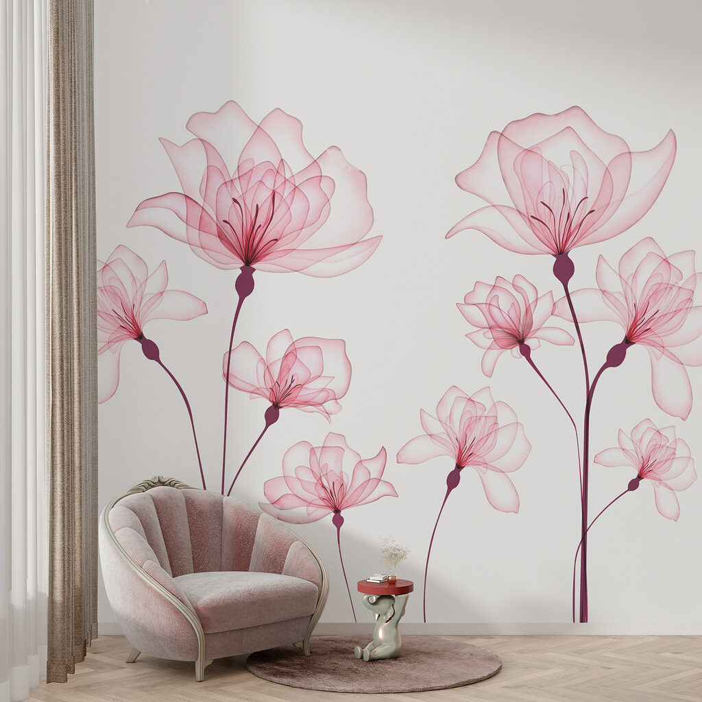 A group of pink flowers