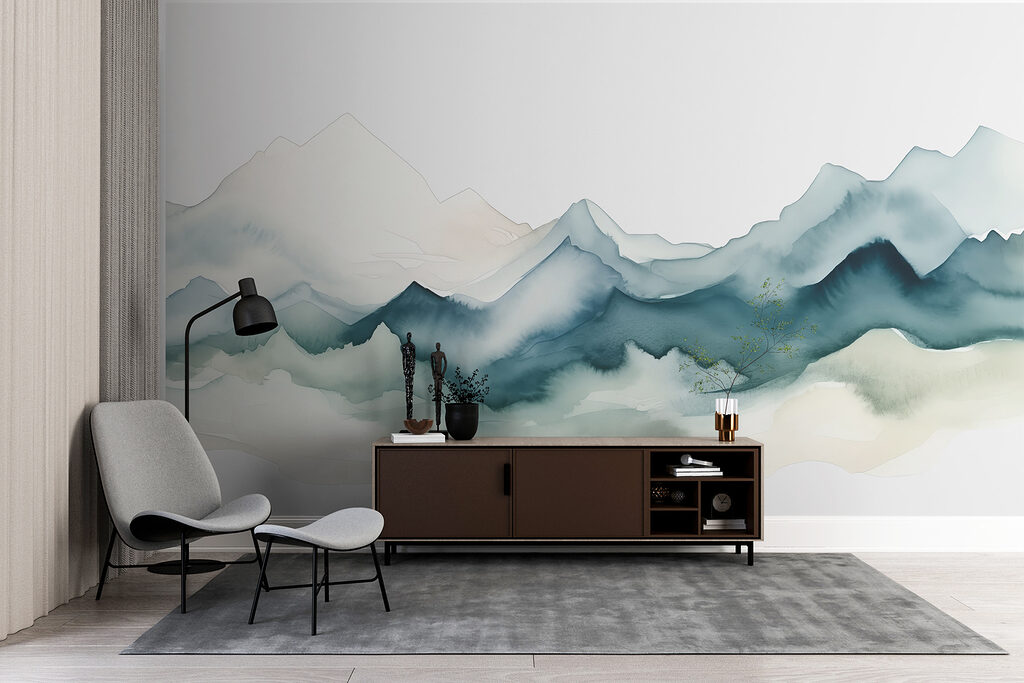 A watercolor of mountains