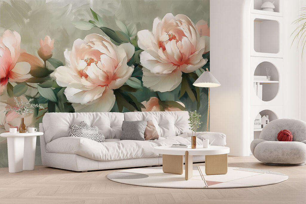 A group of flowers on a white surface