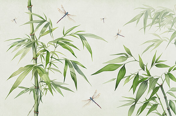 Dragonflies on a bamboo branch