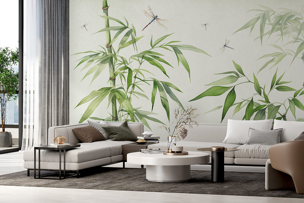 Dragonflies on a bamboo branch