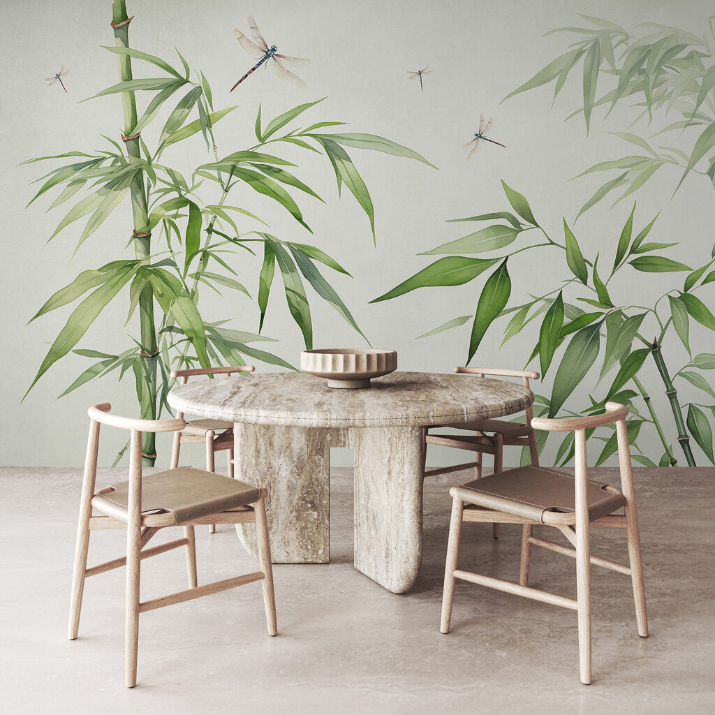 Dragonflies on a bamboo branch
