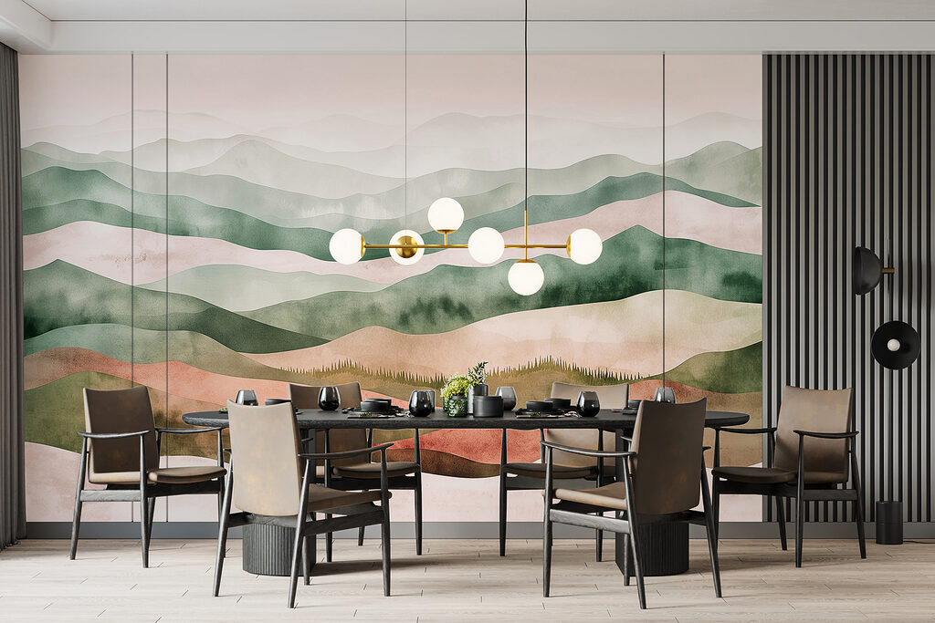 Landscape of hills with trees