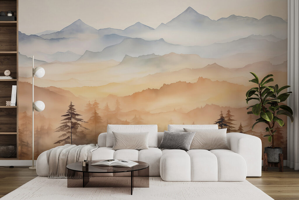 Landscape of mountains and trees