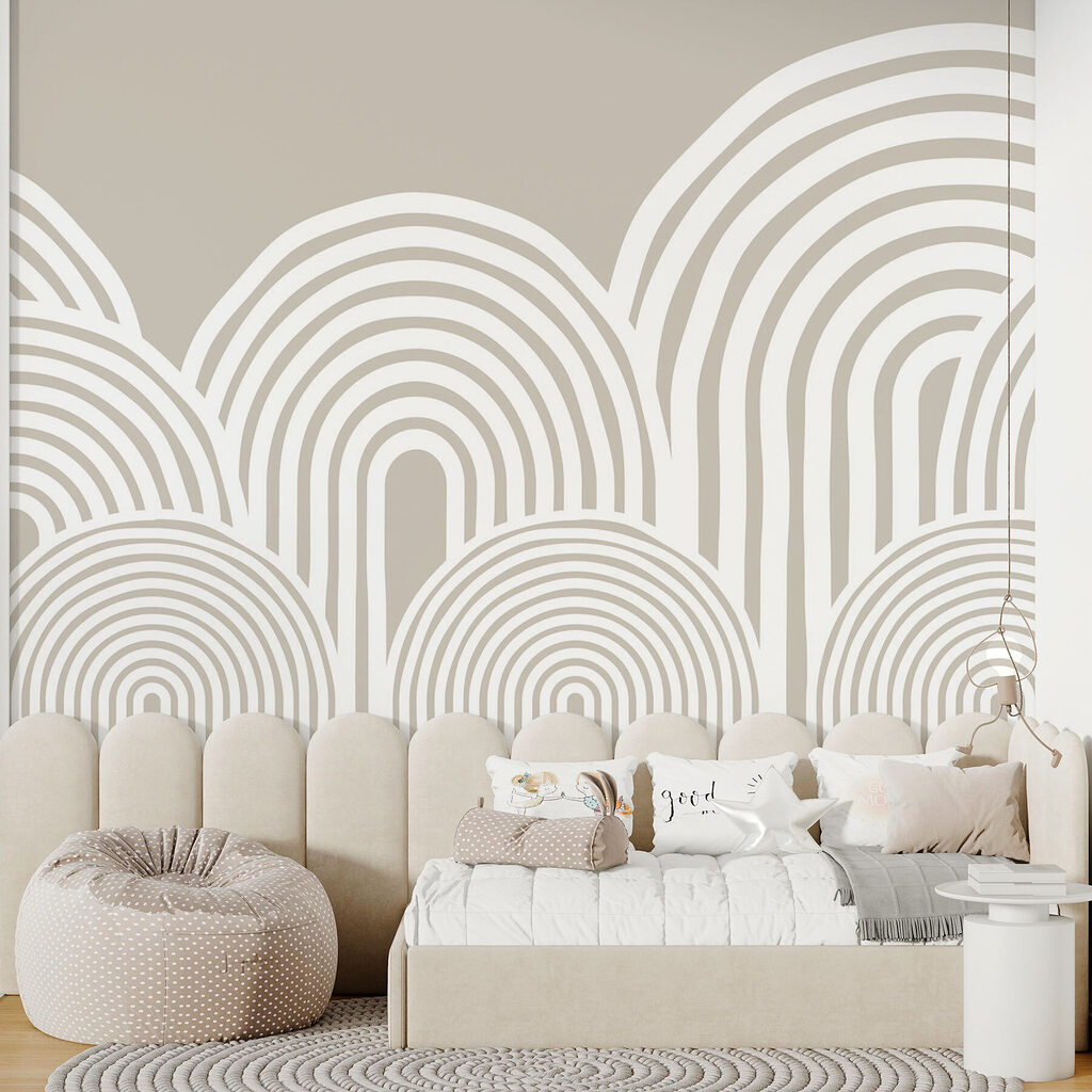 White and gray background with curved lines