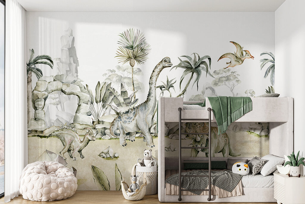 Watercolor of dinosaurs and plants Watercolor of dinosaurs and plants