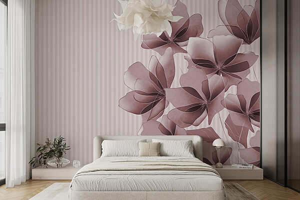 Group of flowers on a striped background