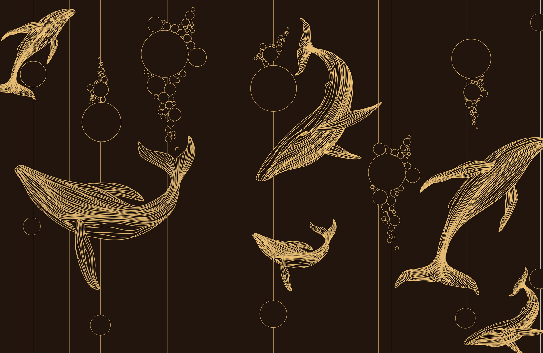 Group of whales and bubbles