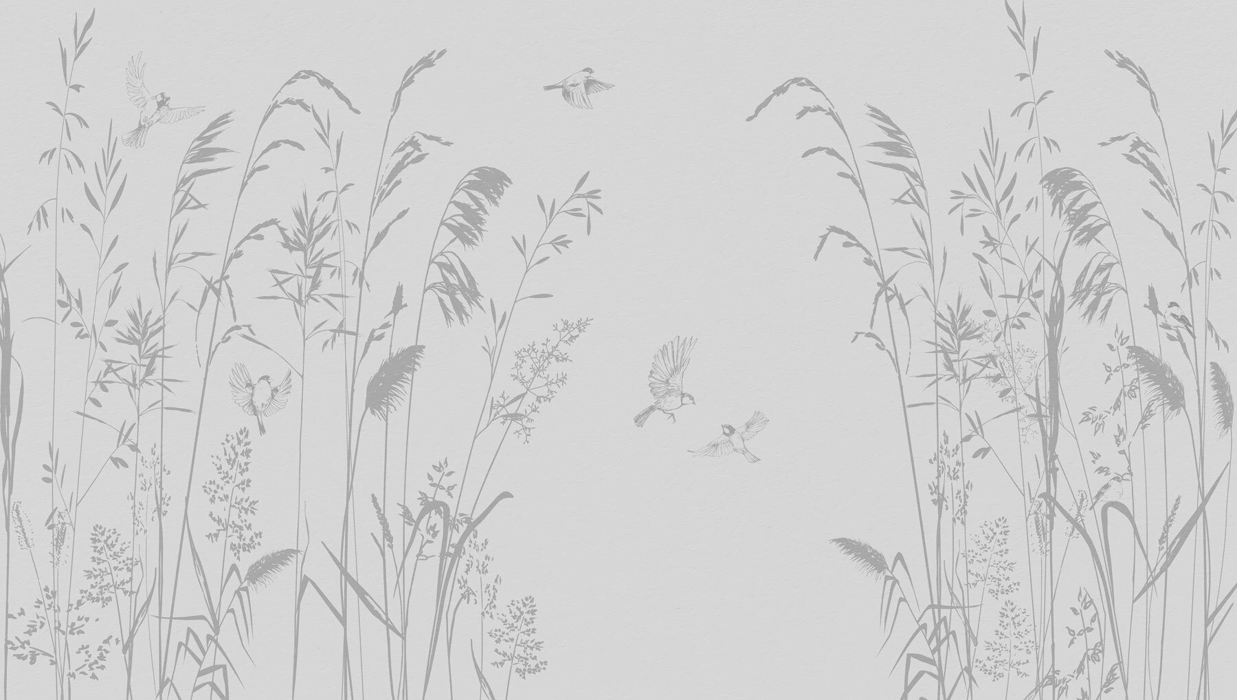 Birds flying over tall grass