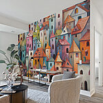 Ταπετσαρίες Ομάδα πολύχρωμων κτιρίων