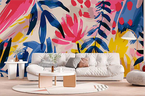 Πολύχρωμο floral μοτίβο με φύλλα Πολύχρωμο floral μοτίβο με φύλλα