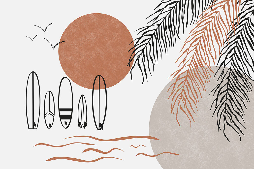 Surfboards and palm leaves Surfboards and palm leaves