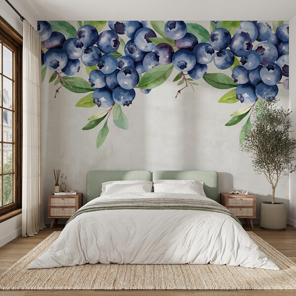 Blueberry with green leaves