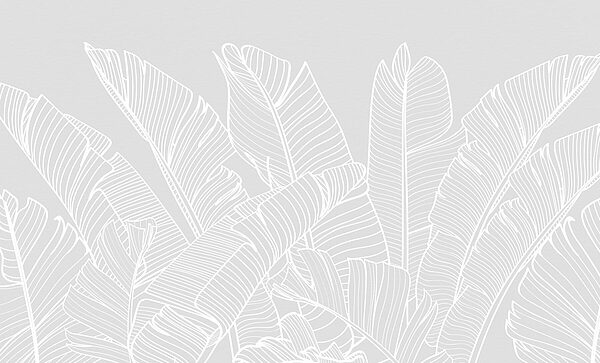 White line drawing of leaves