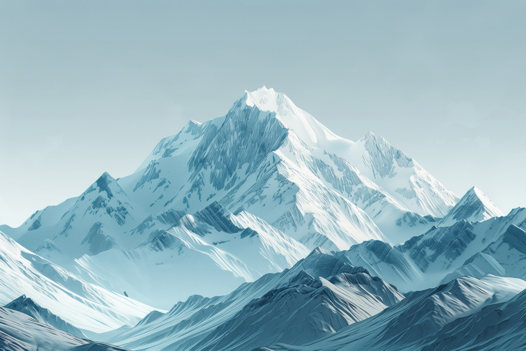 Snowy mountain range with blue sky