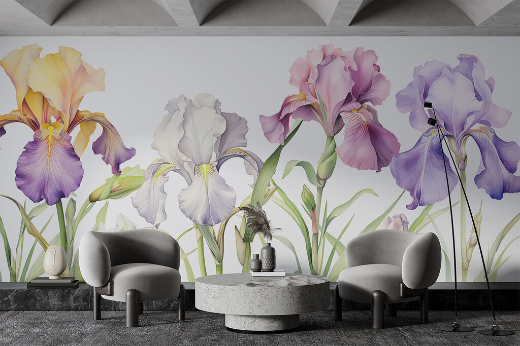 Row of colorful flowers