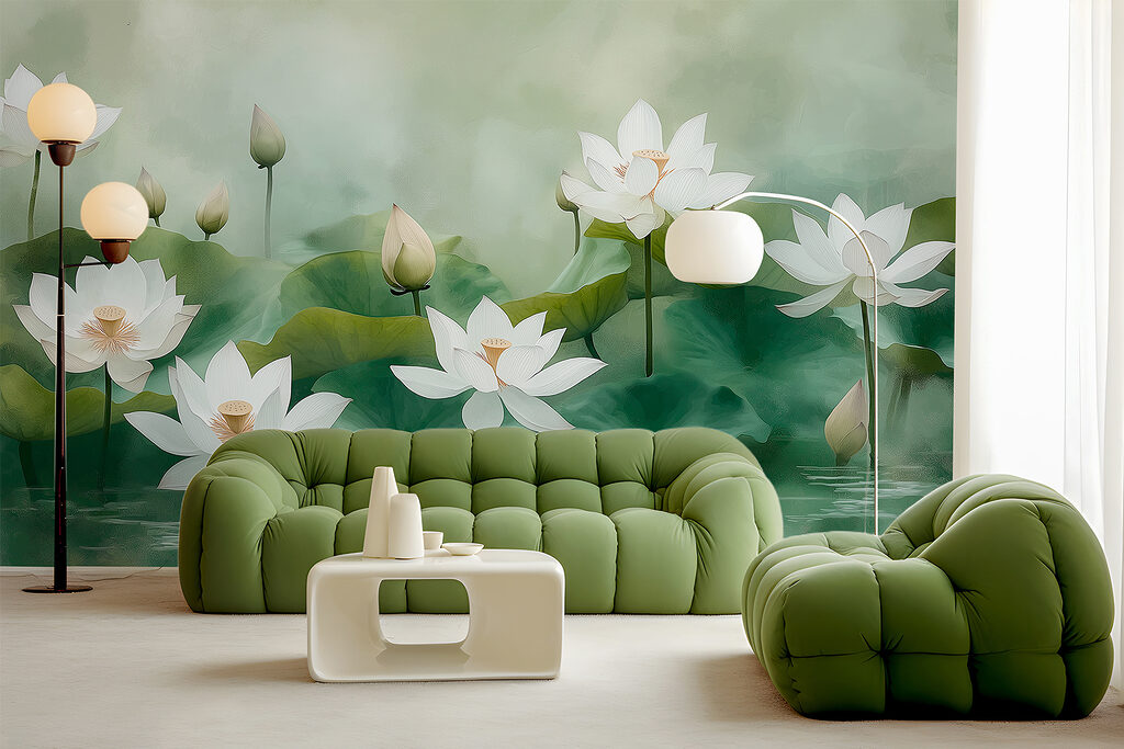 Group of white flowers and green leaves Group of white flowers and green leaves