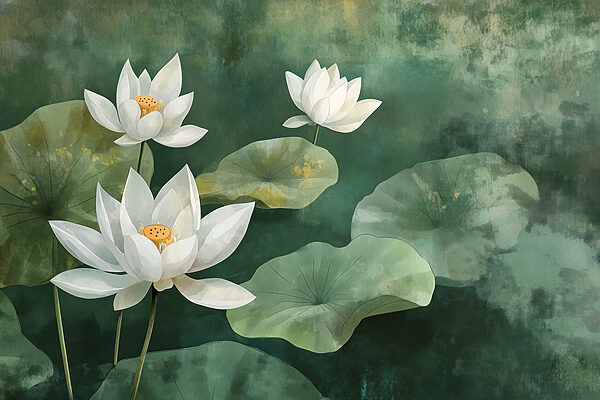 White flowers and leaves