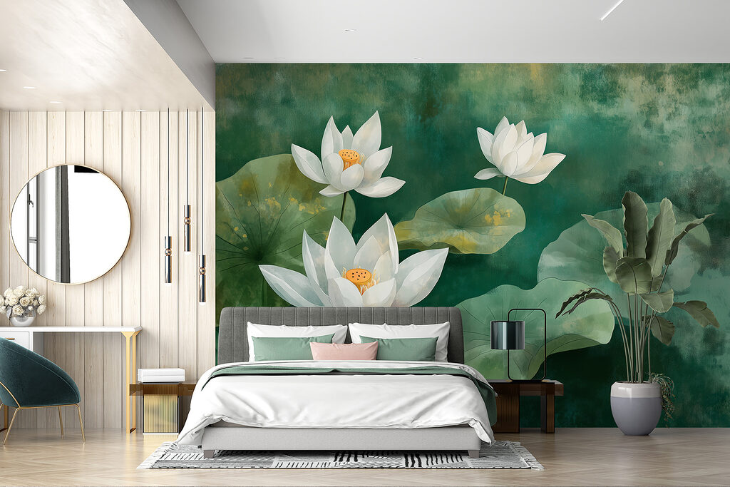 White flowers and leaves