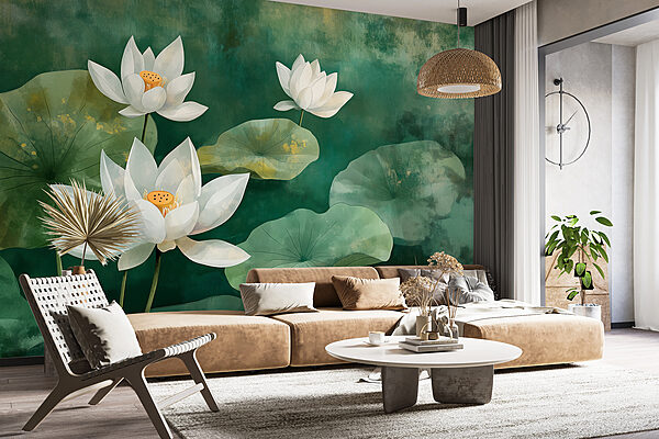 White flowers and leaves