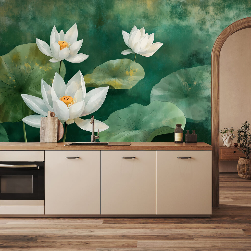 White flowers and leaves