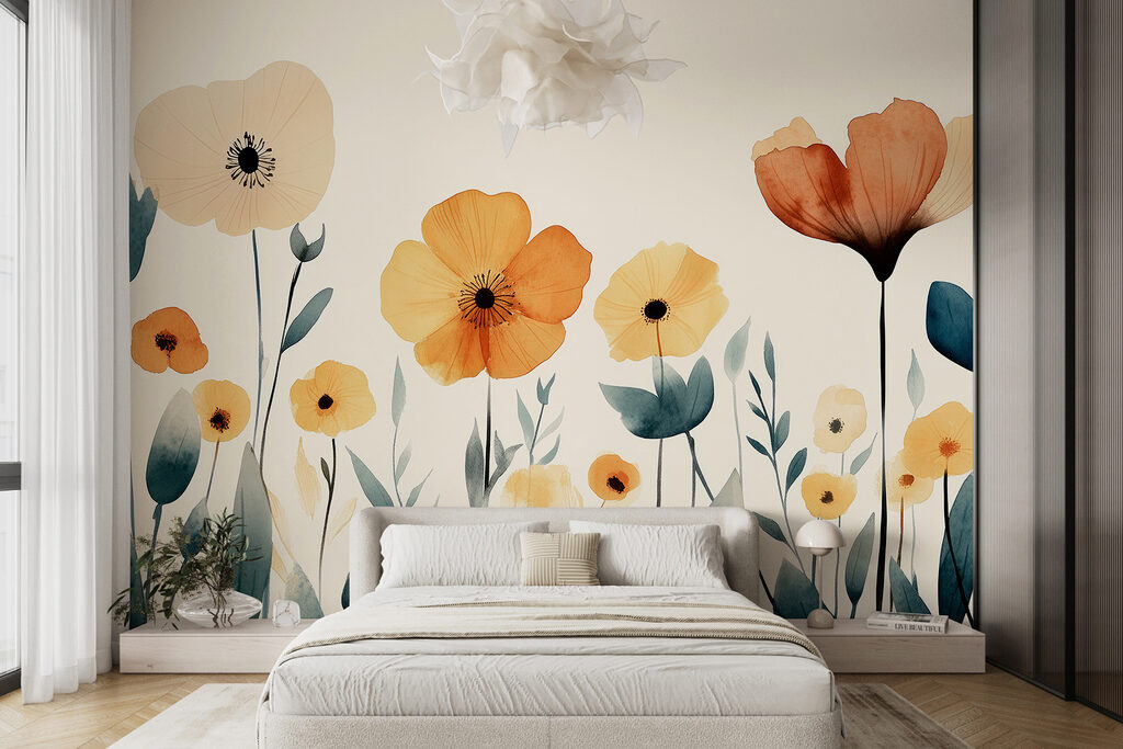 Group of flowers with leaves