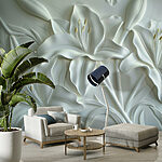 Ταπετσαρίες Σκαλίσματα λευκών λουλουδιών σε τοίχο
