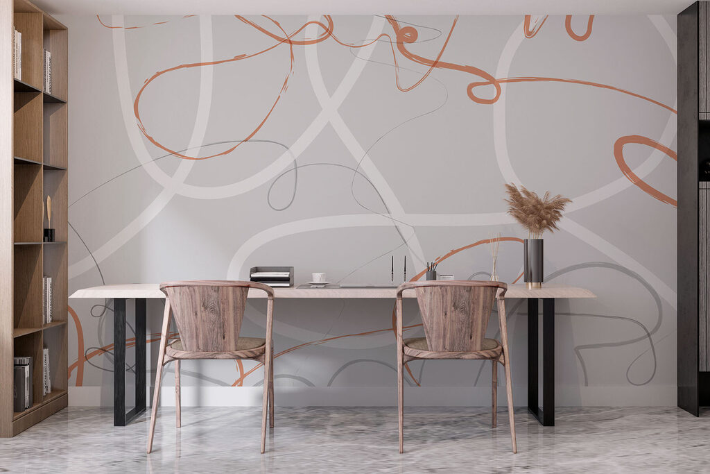 Grey and orange swirls