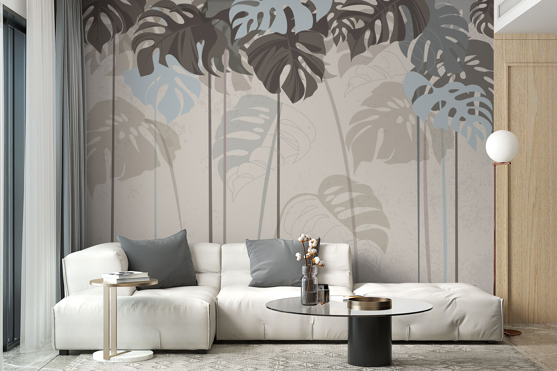 Group of leaves on a wall