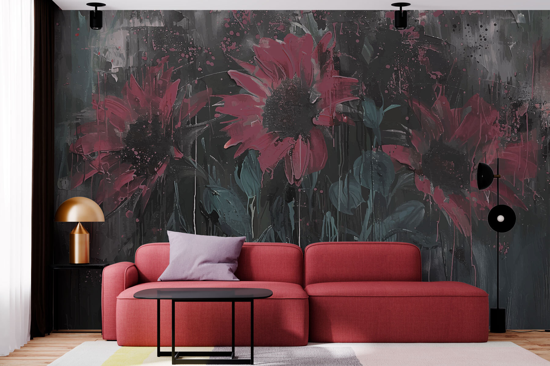Painting of flowers on a wall