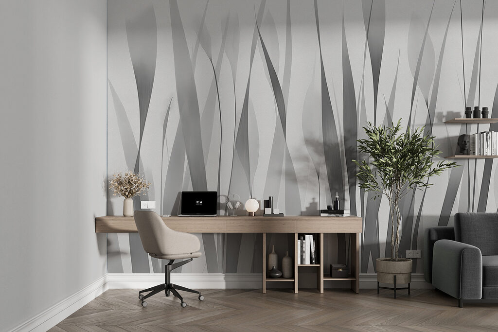 Grey and white image of plants