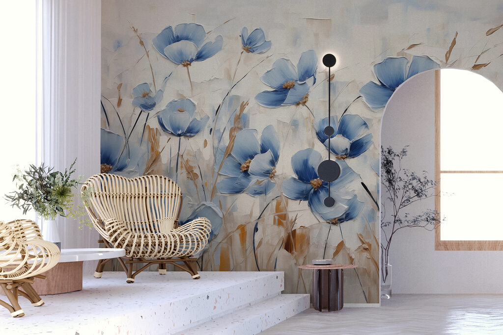 Painting of blue flowers Painting of blue flowers