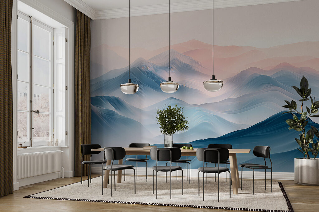 Landscape of mountains with fog