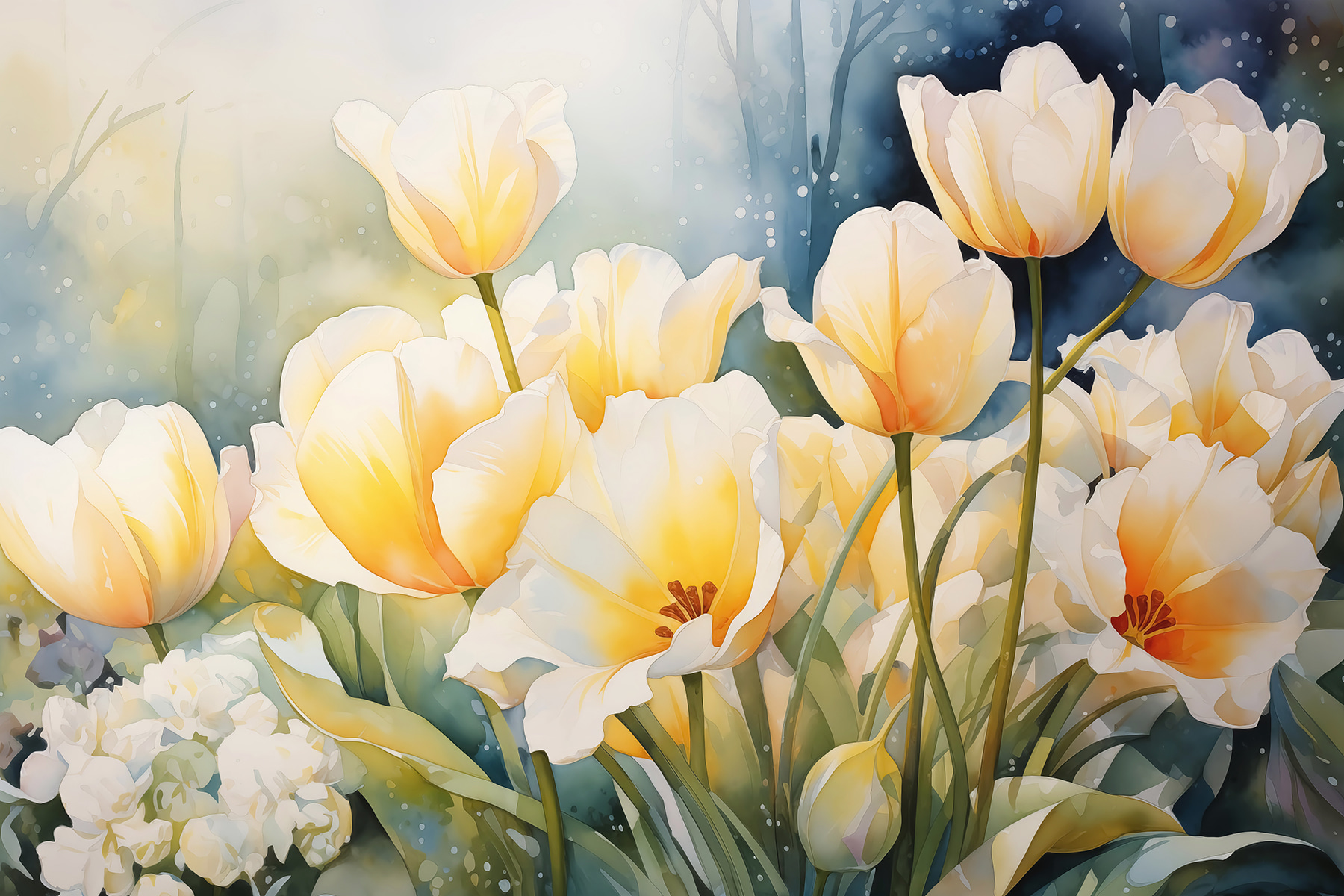 Painting of white flowers