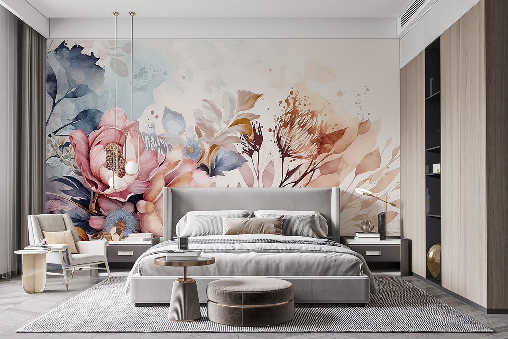 Painting of flowers and leaves