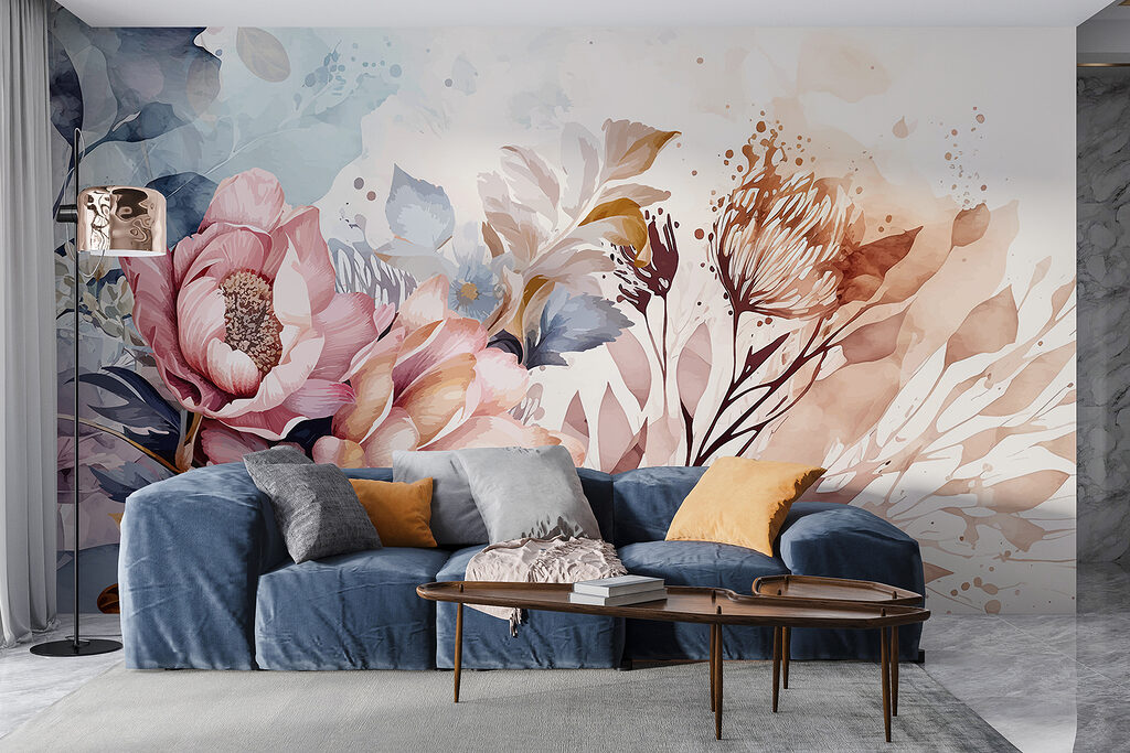 Painting of flowers and leaves