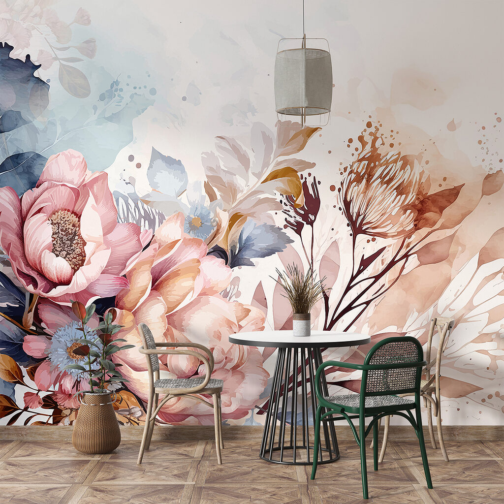 Painting of flowers and leaves