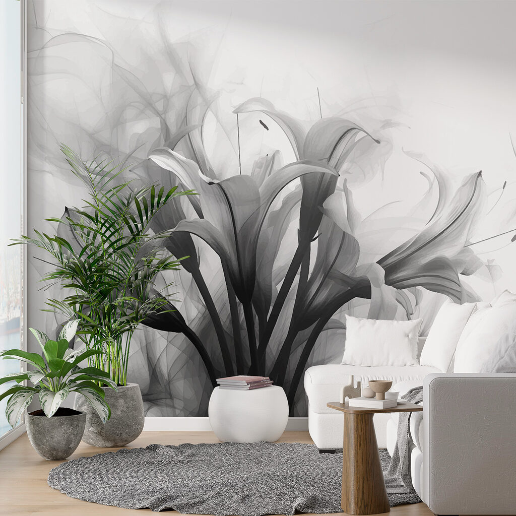 Black and white image of flowers