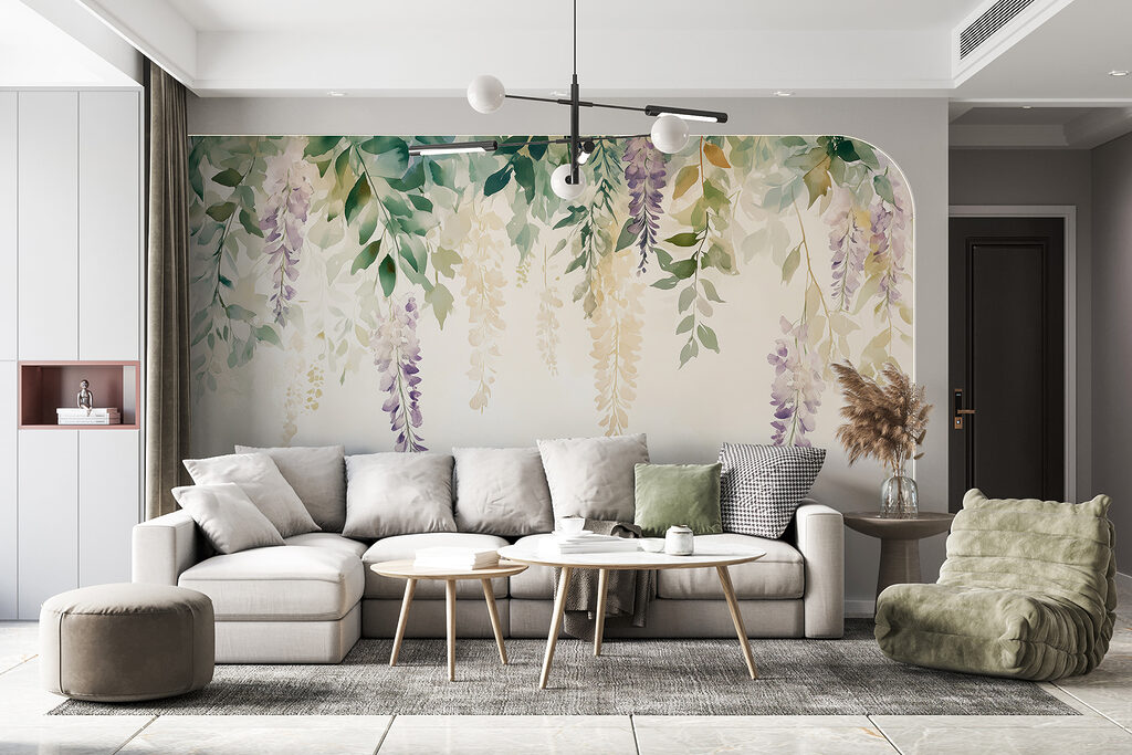 Painting of flowers and leaves