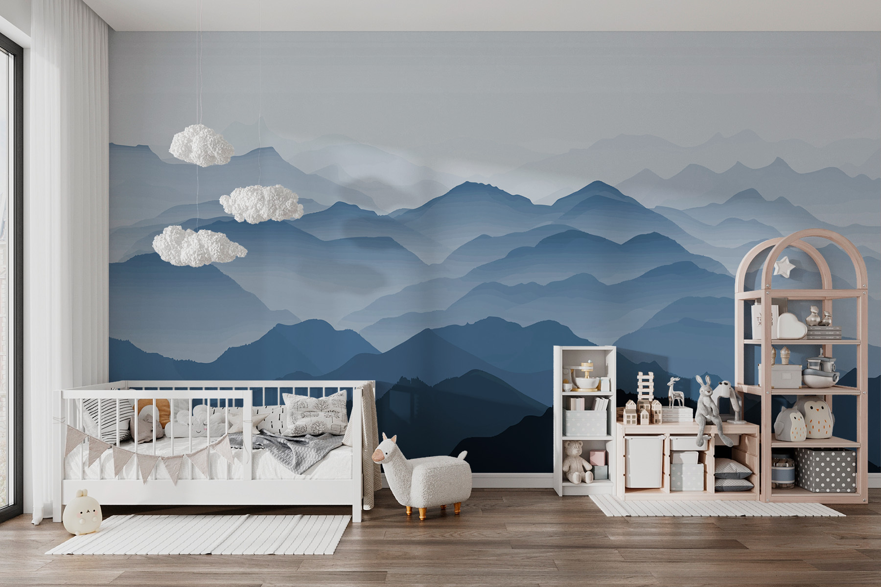 Mountain range with fog