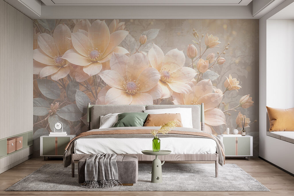 Group of flowers with leaves