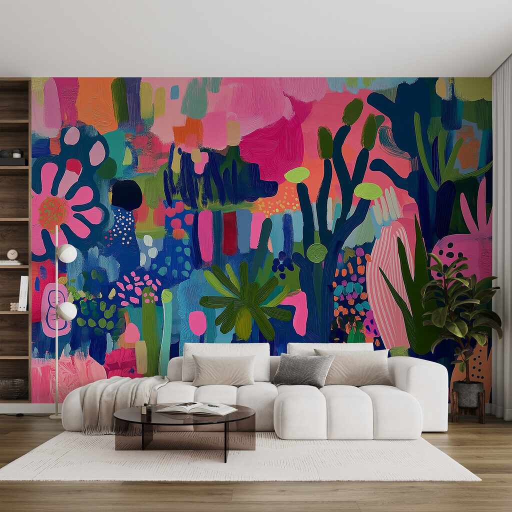 Colorful painting of plants and flowers