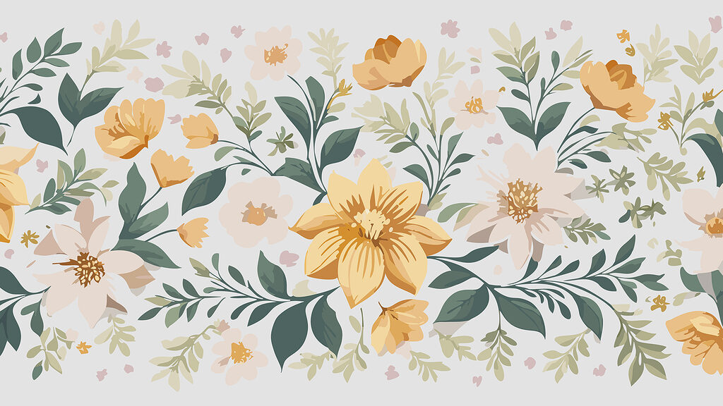 Floral σχέδιο με κίτρινα λουλούδια και πράσινα φύλλα Floral σχέδιο με κίτρινα λουλούδια και πράσινα φύλλα