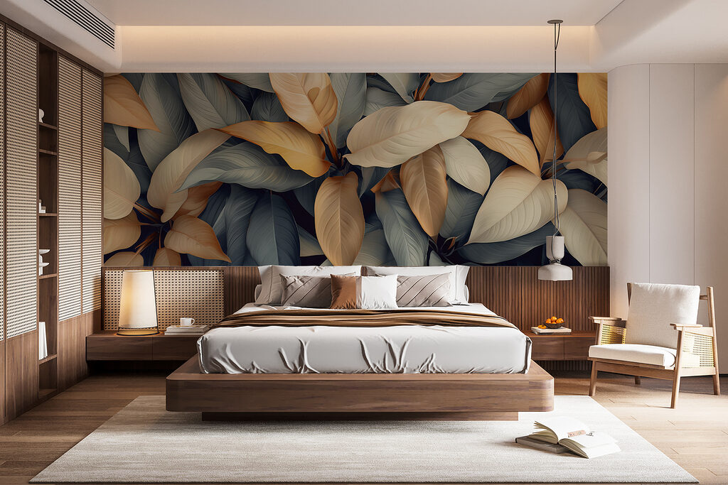 Group of leaves with different colors