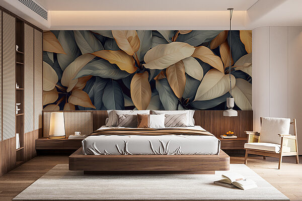 Group of leaves with different colors