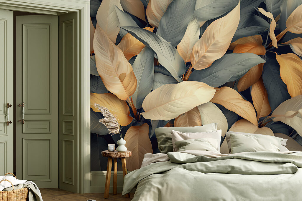 Group of leaves with different colors